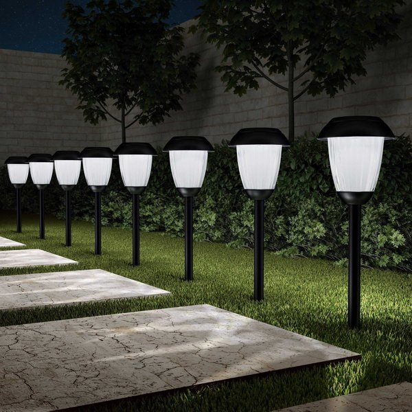 Pure Garden 8-Piece Solar Outdoor Light Set, Black 50-LG1058